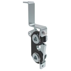 Rotary Push-to-Close Latch, Large Size, Two Stage with Bumper, Bottom with bracket, M6 Thread, Steel, Zinc Plate, Bright Chromate, Bright - Image 1