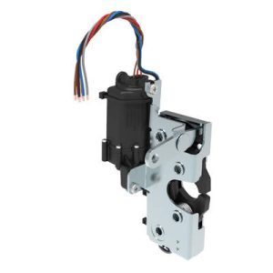 Rotary Push-to-Close Latch, Heavy Duty Size, Two Stage, 12 V  Electronic Actuation with Switch, Perpendicular Lever, 1/4-20 Thread, Steel, Zinc Plate, Bright chromate - Image 1