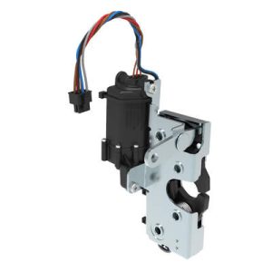 Rotary Push-to-Close Latch, Heavy Duty Size, Two Stage, 12 V  Electronic Actuation with Switch, Perpendicular Lever, M6 Thread, Steel, Zinc Plate, Bright chromate - Image 1